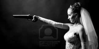 5766354-beauty-young-bride-white-dress-holding-old-gun