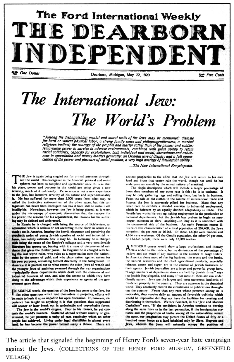 A Dearborn Independent címlapja, 1920