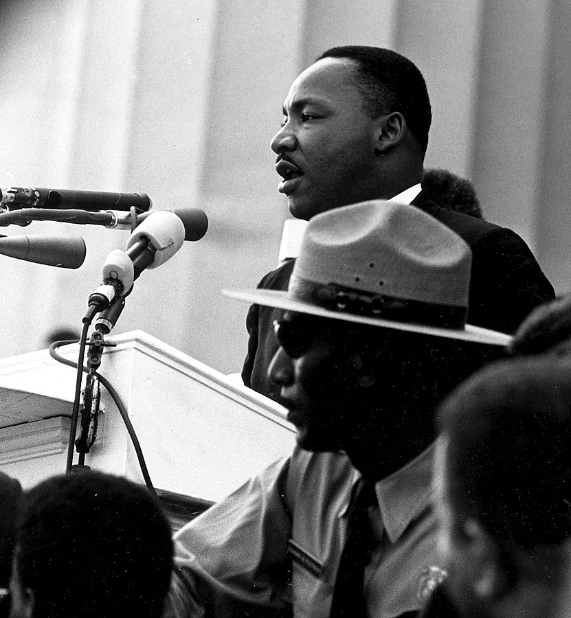 Martin Luther King a Washingtoni Menetelés során tartott beszéde közben.